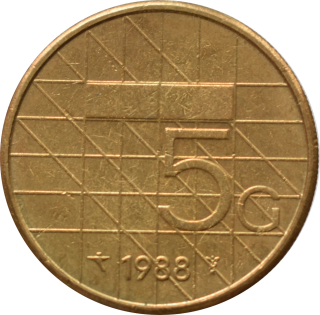 Holandsko 5 Gulden 1988