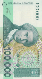 Chorvátsko 100 000 Dinara 1993