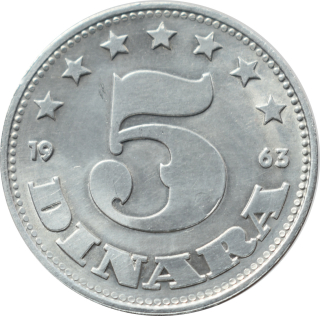 Juhoslávia 5 Dinara 1963