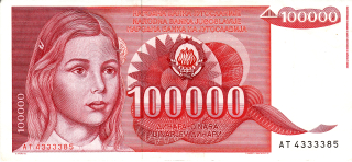 Juhoslávia 100 000 Dinarov 1989