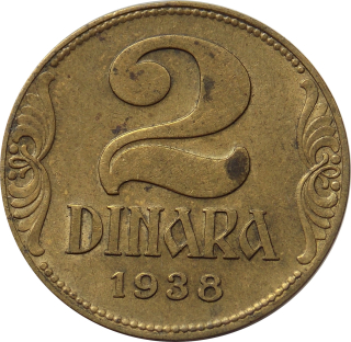 Juhoslávia 2 Dinara 1938